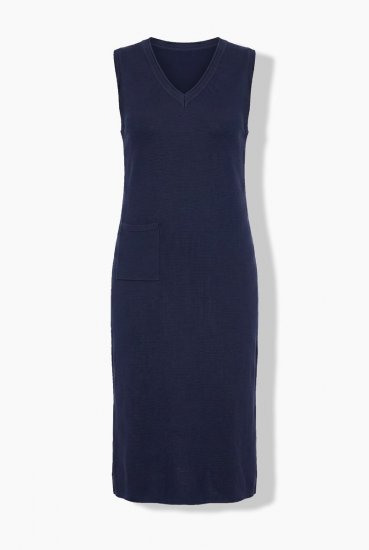 Ulla Popken 850725 V-kaelusega kootud kleit Tumesinine - Kootud kleidid - 