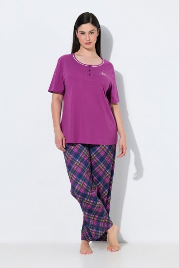 Ulla Popken 850864 Ruuduline 3-osaline pidžaamakomplekt Violetne - Pidžaama/Loungewear - 