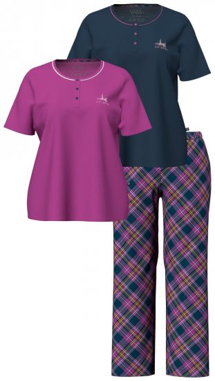 Ulla Popken 850864 Ruuduline 3-osaline pidžaamakomplekt Violetne - Pidžaama/Loungewear - 