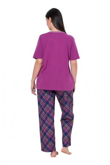 Ulla Popken 850864 Ruuduline 3-osaline pidžaamakomplekt Violetne - Pidžaama/Loungewear - 
