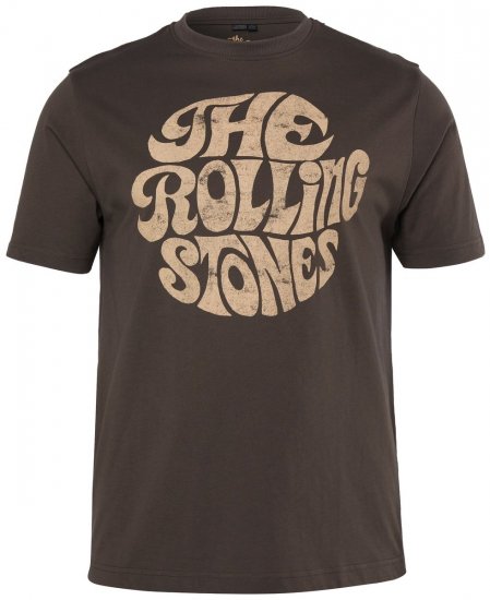 JP1880 851001 Rolling Stones Retro Logo T-särk Sarapuupruun - Bändi T-särgid - Bänditringad suurtes suurustes