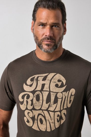 JP1880 851001 Rolling Stones Retro Logo T-särk Sarapuupruun - Bändi T-särgid - Bänditringad suurtes suurustes
