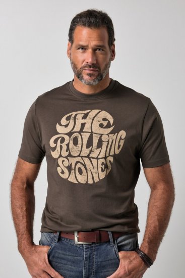 JP1880 851001 Rolling Stones Retro Logo T-särk Sarapuupruun - Bändi T-särgid - Bänditringad suurtes suurustes