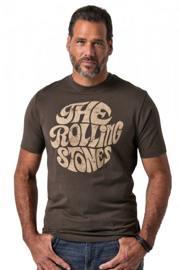JP1880 851001 Rolling Stones Retro Logo T-särk Sarapuupruun - Bändi T-särgid - Bänditringad suurtes suurustes