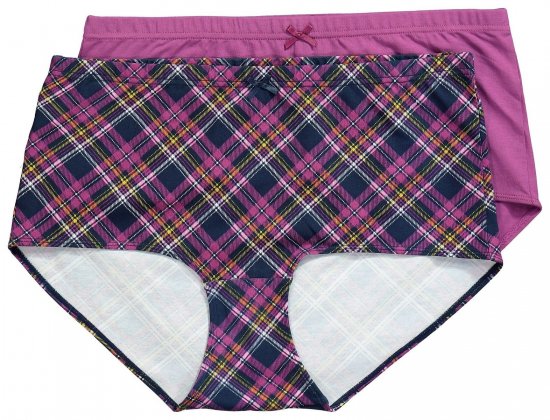 Ulla Popken 851071 Mahepuuvillast ruudulised aluspüksid 2 tk Violetne - Aluspüksid - 