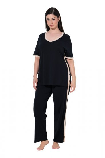 Ulla Popken 851245 Triibuline pidžaama Must - Pidžaama/Loungewear - 