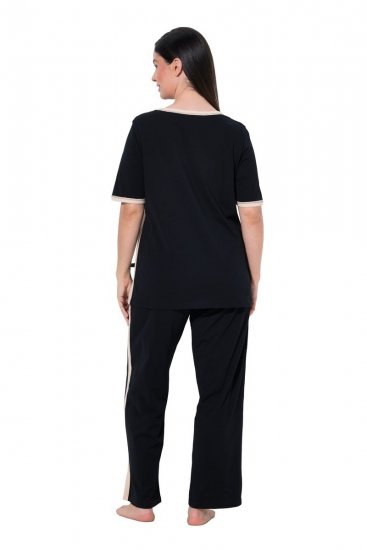 Ulla Popken 851245 Triibuline pidžaama Must - Pidžaama/Loungewear - 