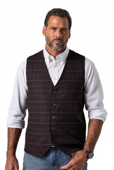 JP1880 851393 Ruuduline tweed-vest Veinipunane - Ülikonnad ja pintsakud - Ülikonnad suured suurused