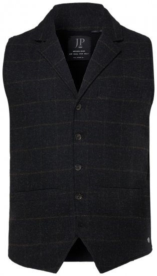 JP1880 851395 Elastne ruuduline tweed-vest Must - Ülikonnad ja pintsakud - Ülikonnad suured suurused