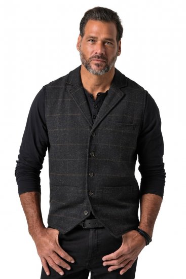 JP1880 851395 Elastne ruuduline tweed-vest Must - Ülikonnad ja pintsakud - Ülikonnad suured suurused