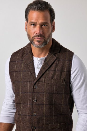 JP1880 851395 Elastne ruuduline tweed-vest Tumepruun - Ülikonnad ja pintsakud - Ülikonnad suured suurused