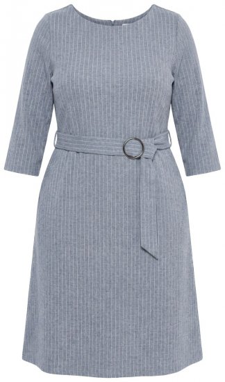 Ulla Popken 851666 3/4 varrukatega triibuline midikleit Hallmeleeritud - Midikleidid - Plusssuuruses midikleidid
