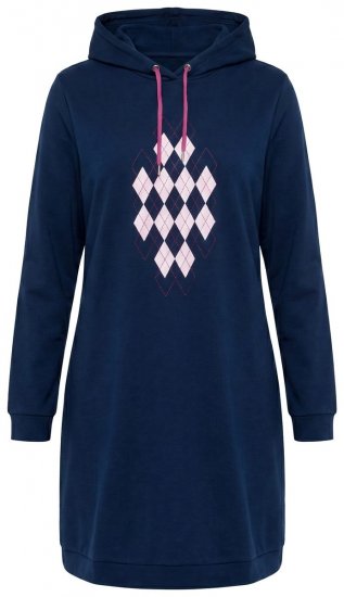 Ulla Popken 851749 Kapuutsiga ruuduline kodukleit Tumesinine - Pidžaama/Loungewear - 