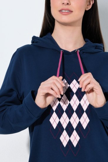 Ulla Popken 851749 Kapuutsiga ruuduline kodukleit Tumesinine - Pidžaama/Loungewear - 