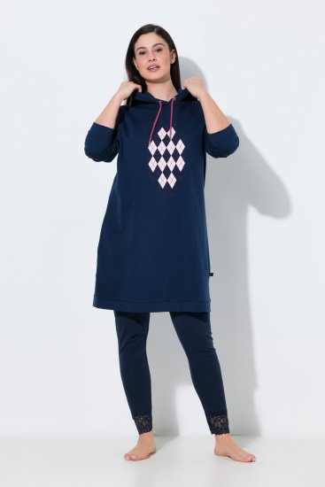 Ulla Popken 851749 Kapuutsiga ruuduline kodukleit Tumesinine - Pidžaama/Loungewear - 