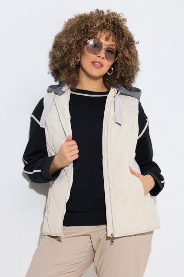 Ulla Popken 851781 Kapuutsiga tepitud vest Luuvalge - Vestid - 