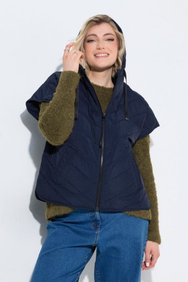 Ulla Popken 851785 Kapuutsiga oversize tepitud vest Tumesinine - Vestid - 