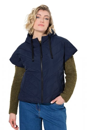 Ulla Popken 851785 Kapuutsiga oversize tepitud vest Tumesinine - Vestid - 