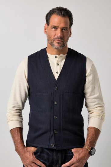 JP1880 851800 Kalasabamustriga tweed-vest Tumesinine - Ülikonnad ja pintsakud - Ülikonnad suured suurused