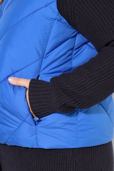 Ulla Popken 851833 Tepitud vest püstkraega Sinine - Vestid - 