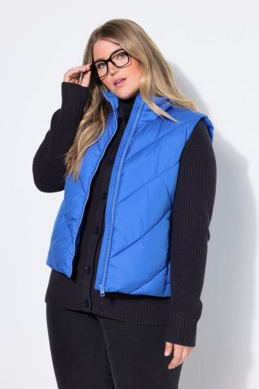 Ulla Popken 851833 Tepitud vest püstkraega Sinine - Vestid - 