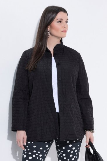 Ulla Popken 852076 Püstkraega tepitud krepp-jope Must - Joped - Suured naiste jakid