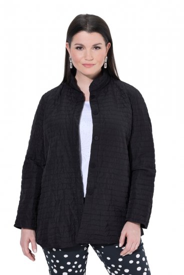 Ulla Popken 852076 Püstkraega tepitud krepp-jope Must - Joped - Suured naiste jakid