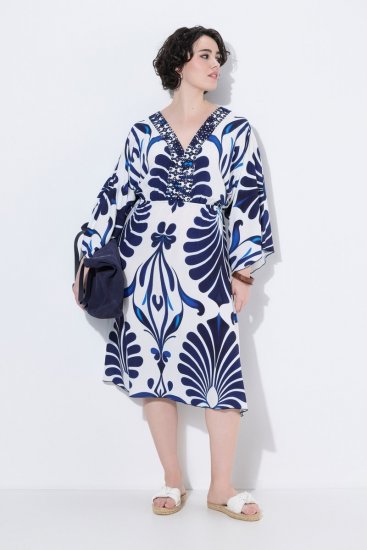 Ulla Popken 852314 Mustriline kleit Valge - Midikleidid - Plusssuuruses midikleidid