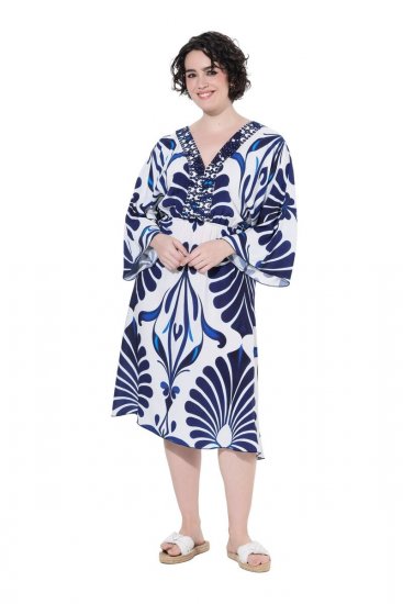 Ulla Popken 852314 Mustriline kleit Valge - Midikleidid - Plusssuuruses midikleidid