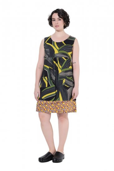 Ulla Popken 852329 Triibuline jersey-kleit Oliivroheline - Trikookleidid - 