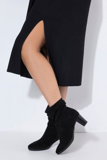 Ulla Popken 852630 Pikkade varrukatega kootud kleit Must - Midikleidid - Plusssuuruses midikleidid
