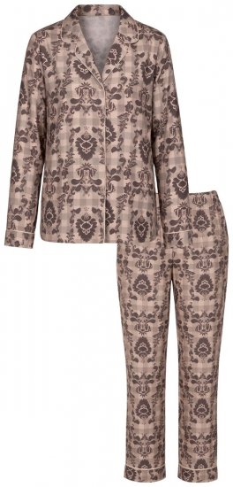 Ulla Popken 852649 Särgikraega mustriline pidžaama Pruun - Pidžaama/Loungewear - 