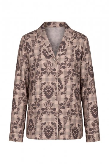 Ulla Popken 852649 Särgikraega mustriline pidžaama Pruun - Pidžaama/Loungewear - 