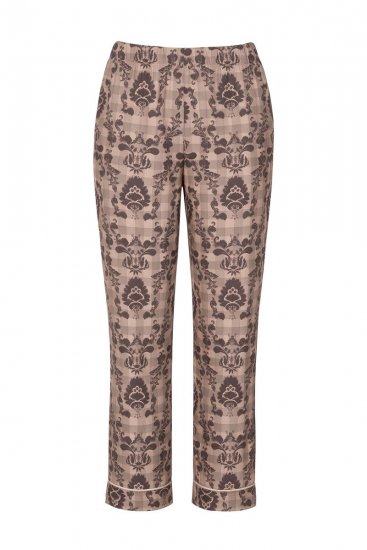 Ulla Popken 852649 Särgikraega mustriline pidžaama Pruun - Pidžaama/Loungewear - 
