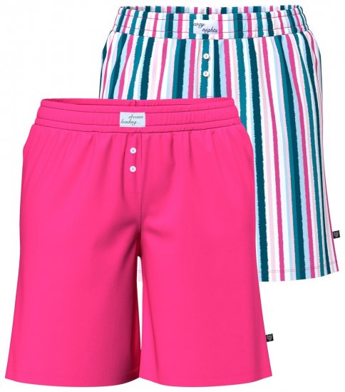 Ulla Popken 852752 Triibulised pidžaamašortsid 2 tk Roosa - Pidžaama/Loungewear - 