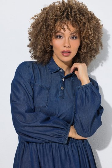 Ulla Popken 852768 Taskutega A-lõikega teksakleit Denimsinine - Kleidid - Kleidid kõikidele suurustele