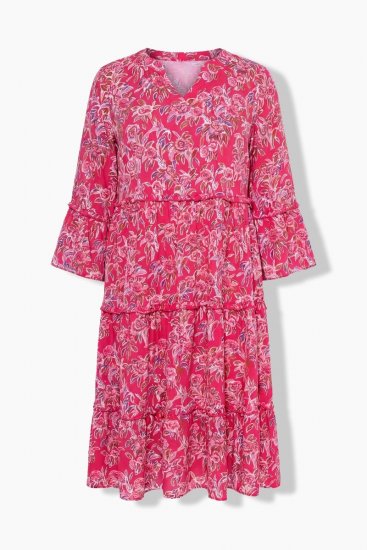 Ulla Popken 852841 Volangidega lilleline kleit Magenta - Midikleidid - Plusssuuruses midikleidid