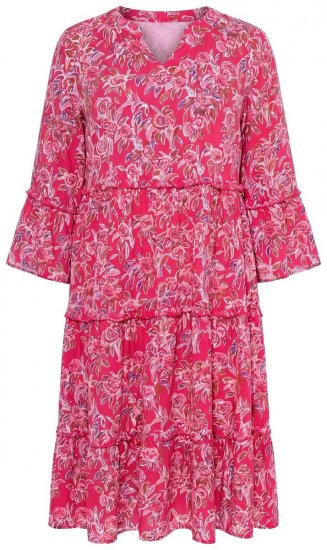 Ulla Popken 852841 Volangidega lilleline kleit Magenta - Midikleidid - Plusssuuruses midikleidid