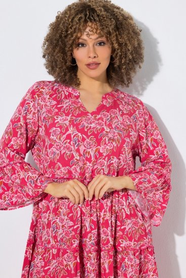 Ulla Popken 852841 Volangidega lilleline kleit Magenta - Midikleidid - Plusssuuruses midikleidid