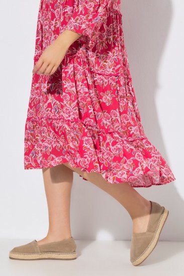 Ulla Popken 852841 Volangidega lilleline kleit Magenta - Midikleidid - Plusssuuruses midikleidid