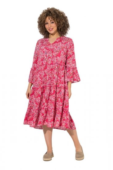 Ulla Popken 852841 Volangidega lilleline kleit Magenta - Midikleidid - Plusssuuruses midikleidid