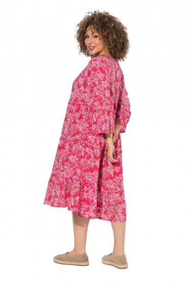 Ulla Popken 852841 Volangidega lilleline kleit Magenta - Midikleidid - Plusssuuruses midikleidid