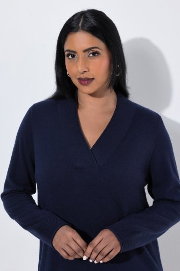 Ulla Popken 853077 Pikkade varrukatega kootud kleit Tumesinine - Kootud kleidid - 