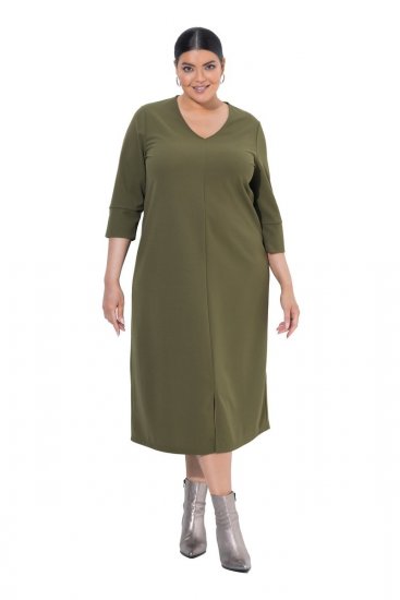 Ulla Popken 853510 Taskutega midikleit Khaki - Midikleidid - Plusssuuruses midikleidid