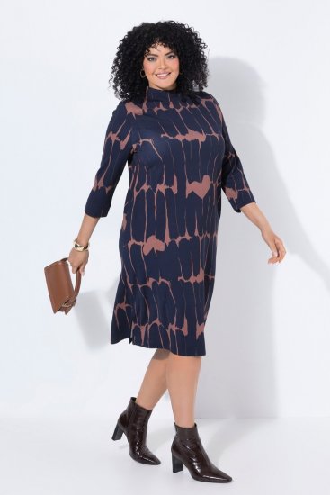 Ulla Popken 853590 3/4 varrukatega mustriline jersey-kleit Tumesinine - Kleidid - Kleidid kõikidele suurustele
