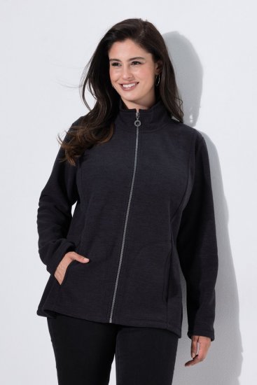 Ulla Popken 853668 Fliisjakk püstkraega Must - Fleece riided - 