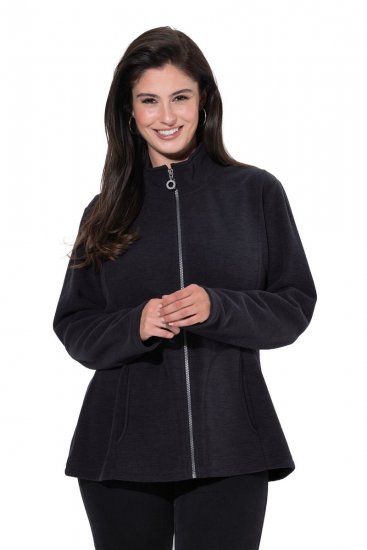 Ulla Popken 853668 Fliisjakk püstkraega Must - Fleece riided - 