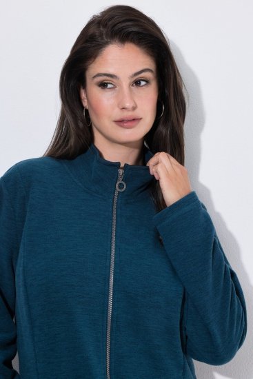 Ulla Popken 853668 Fliisjakk püstkraega Petrool - Fleece riided - 
