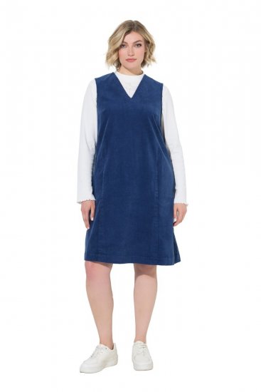 Ulla Popken 853697 V-kaelusega varrukateta velvetkleit Tumesinine - Suvekleidid - Naiste suvekleidid suurtes suurustes