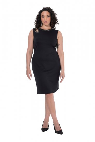 Ulla Popken 853766 Kivikestega varrukateta bodycon-kleit Must - Suvekleidid - Naiste suvekleidid suurtes suurustes
